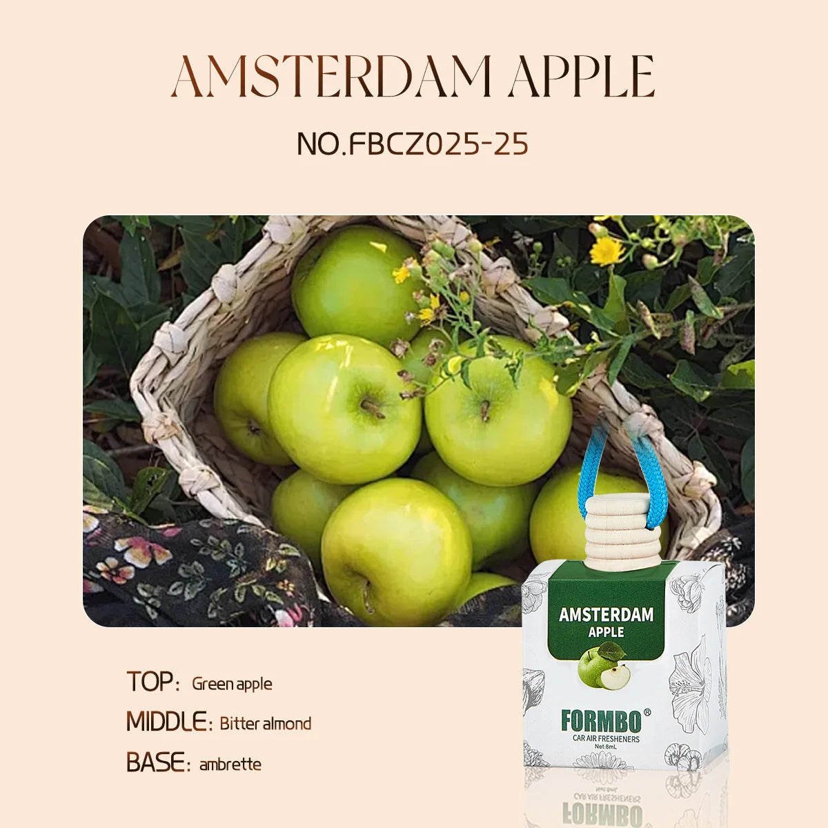 Essential Oil Car Air Freshener Lasting Fragrance Home Decoration Qme AMSTERDAM APPLE