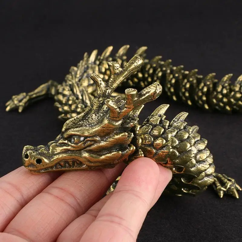Moveable Body Joints Antique Alloy Lucky Dragon Desktop Office Crafts Qme