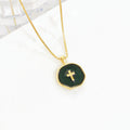 Simple Enamel Art Round Shape Cross Pendant Necklace Fashion for Men Women Daily Party Religious Jewelry Wedding Female Gift Qme 1
