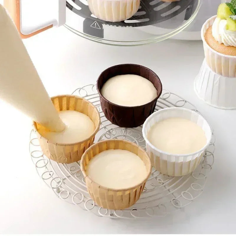 50pcs Cake Baked Crimped Muffin Cup Heat-resistant and Oil-proof Paper , Suitable for Cupcakes Wrapping Paper Wedding Party Qme
