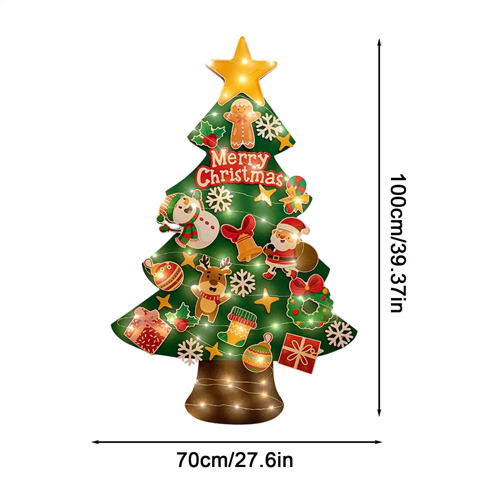 Felt Christmas Tree Kids 9 8ft Light String LED Crafts Wall Bedroom Qme