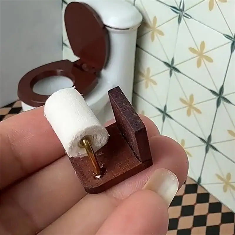 1 12 Dollhouse Miniature Furniture Paper Towel Holder Toilet Model Qme