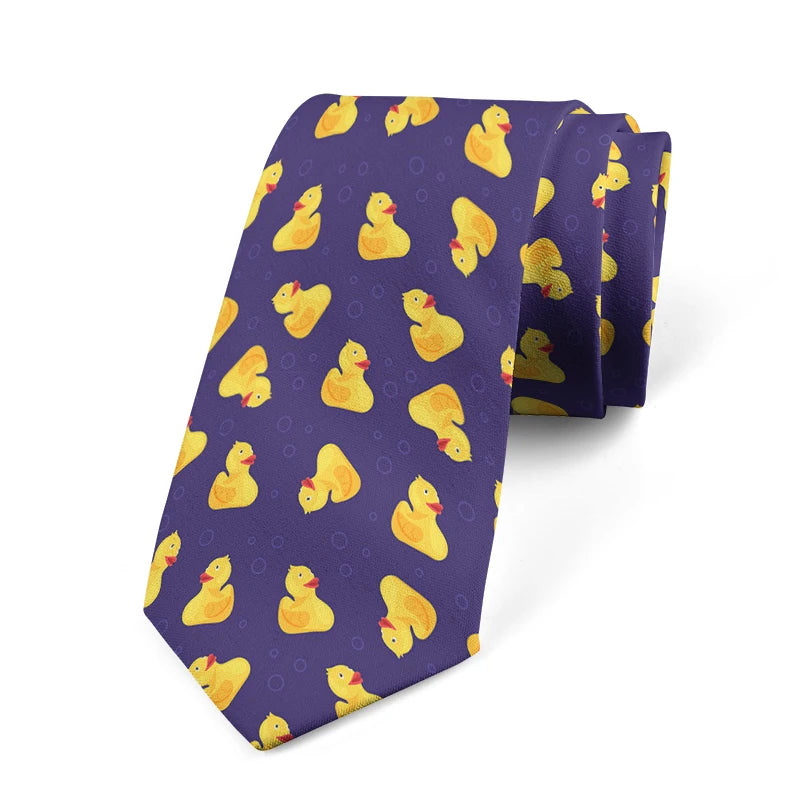 Cartoon Duck 3D Printed Tie Unisex Yellow Novelty Fashion Business Qme style7