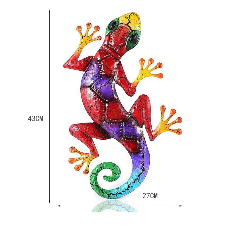 Metal Gecko Yard Garden Decoration for Outdoor Statues Home-garden Wall Decor Miniature Accessories Sculpture Lizard Ornaments Qme