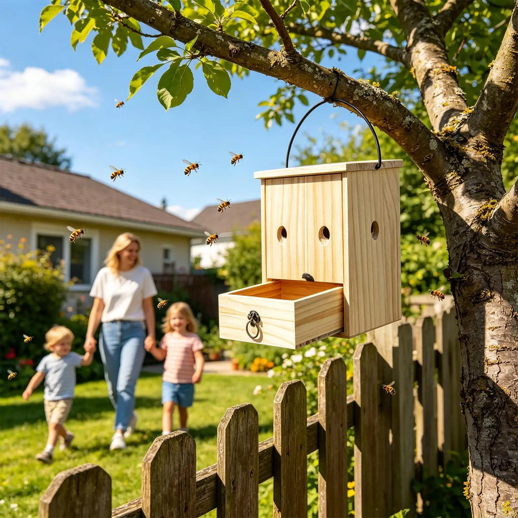 Wasp Catcher Wooden Reusable Bee Control Catcher Reusable Bee Trap For Outside For Orchard Farm Garden Patio Courtyard Outdoor Qme
