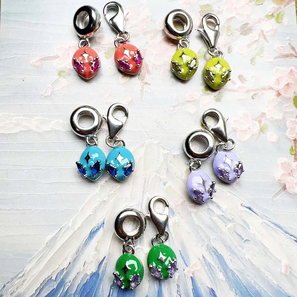 Alien Head Dangle Charm Pendant Europe Style Fine Jewelry Women Men Trendy Gift In 925 Sterling Silver Qme