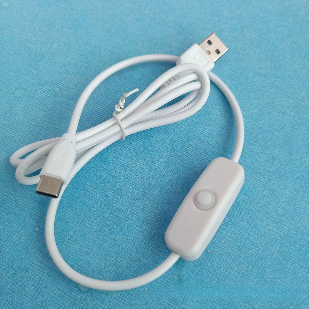 4Pairs Raspberry Pi 4 Power Switch Cable Type-C 5V3A USB Charging Cord for Raspberry Pi 4B Qme White