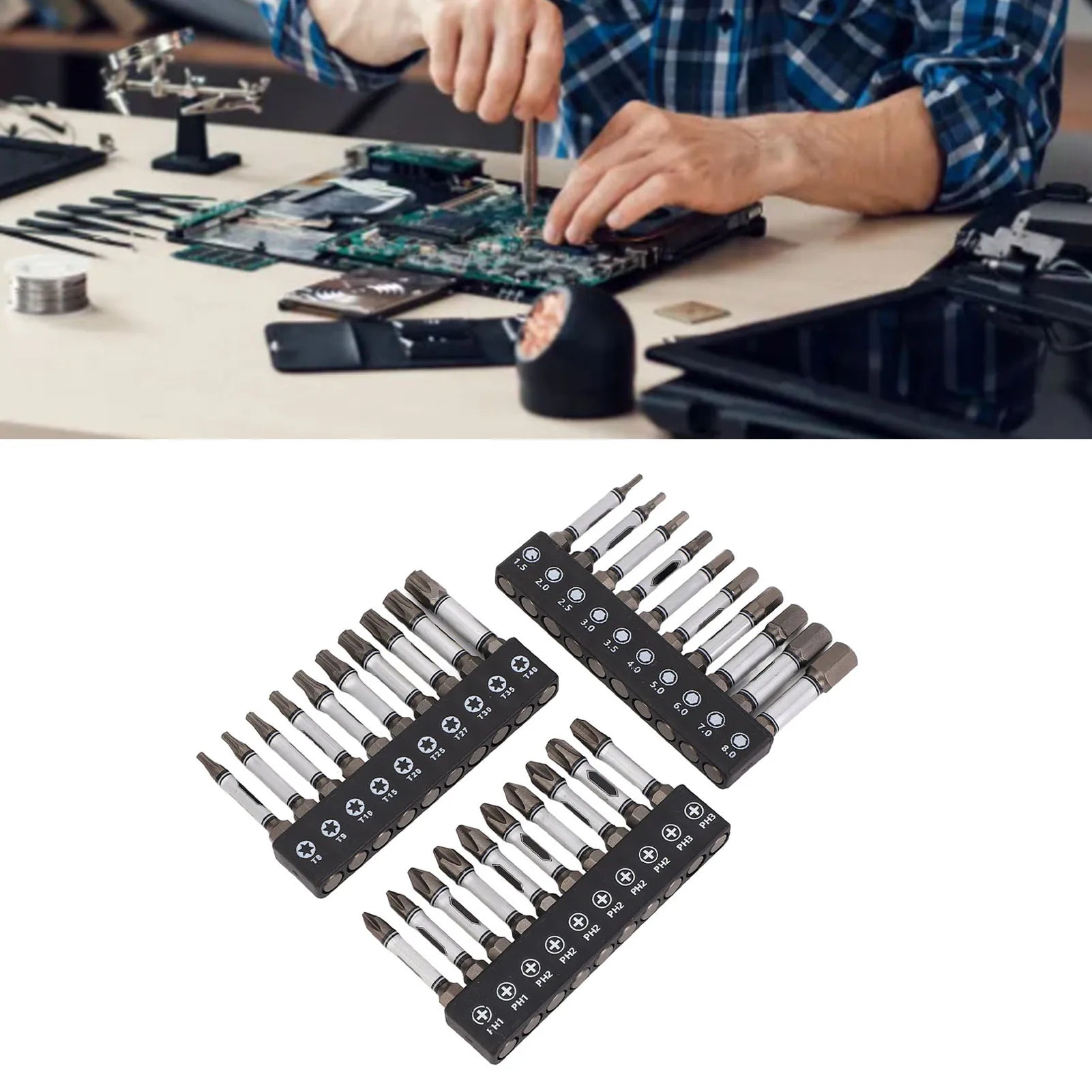 30Pcs Impact Screwdriver Bit Set D2 Alloy Steel Magnetic 2in Hex Shank Hex Star Crossing Driver Bit Set Qme