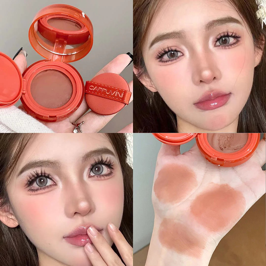Soft Smooth Blush Cream Mud Pink Rose Brightening Expanding Color Long-lasting Moisturizing Cheek Tint Face Rouge High Pigment Qme