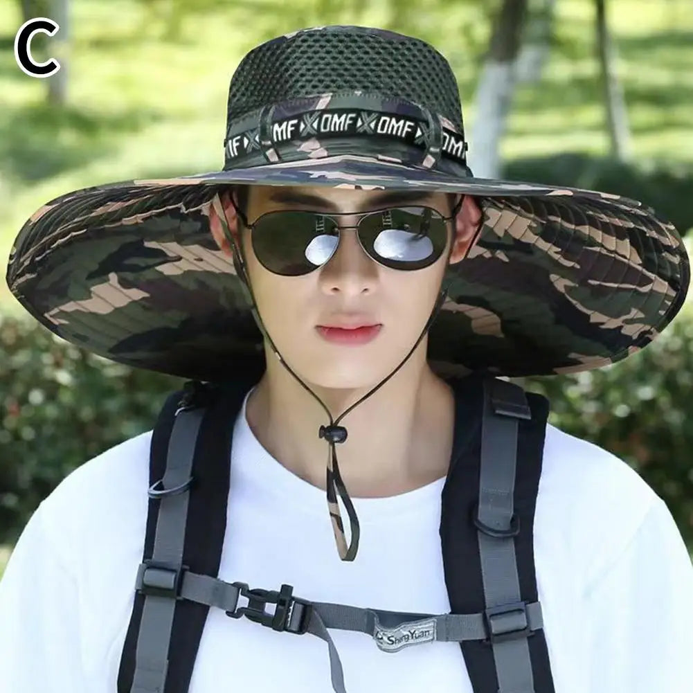 Summer Large Sun Hat Men Women Breathable Fishing Caps Sun UV Protection Mesh Fisherman Hat Hiking Outdoor Beach Cap Qme mix