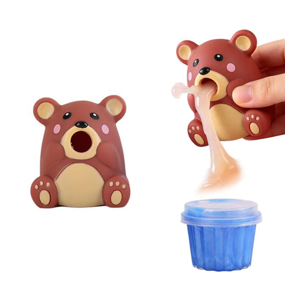 Animal Slime Squeeze Toy Puking Sucking Stress Relief Reusable Qme F Brown bear