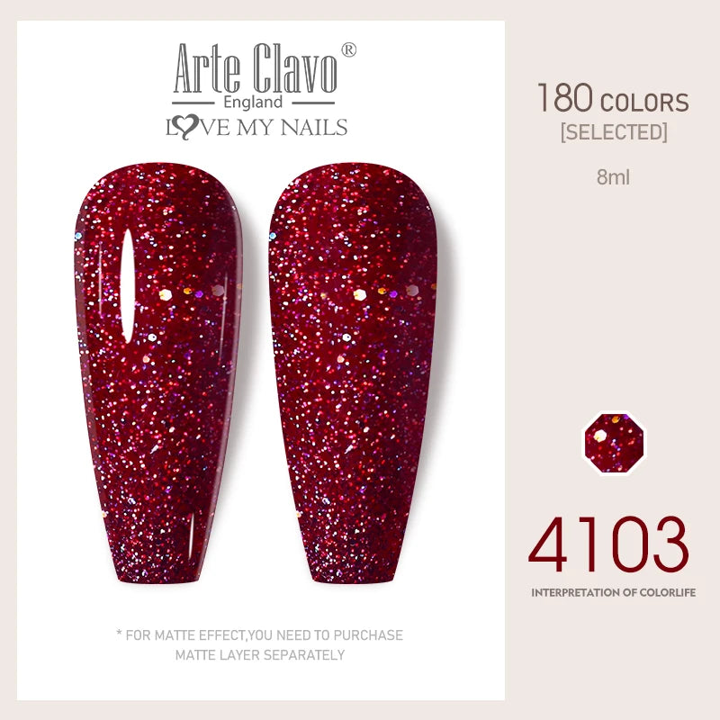 Arte Clavo Colorful Glitter Series UV Gel Nail Polish Sequin Soak Off