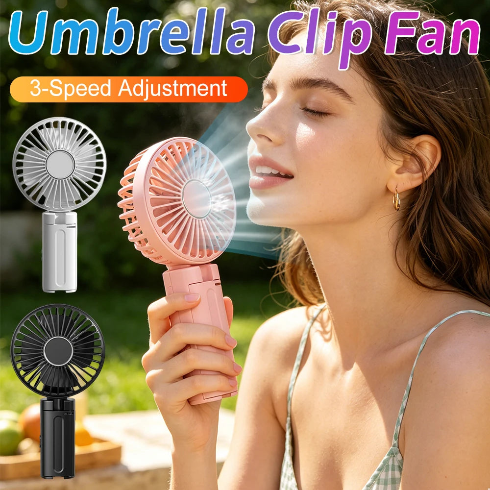 Umbrella Clip Fan Rechargeable Summer Portable Handheld Fan for Outdoor Umbrella Qme