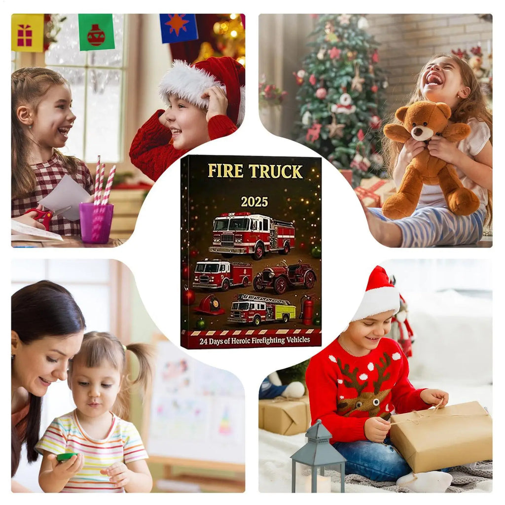 Fire Truck Advent 24 Days Firefighting Vehicle Ornaments Countdown Qme