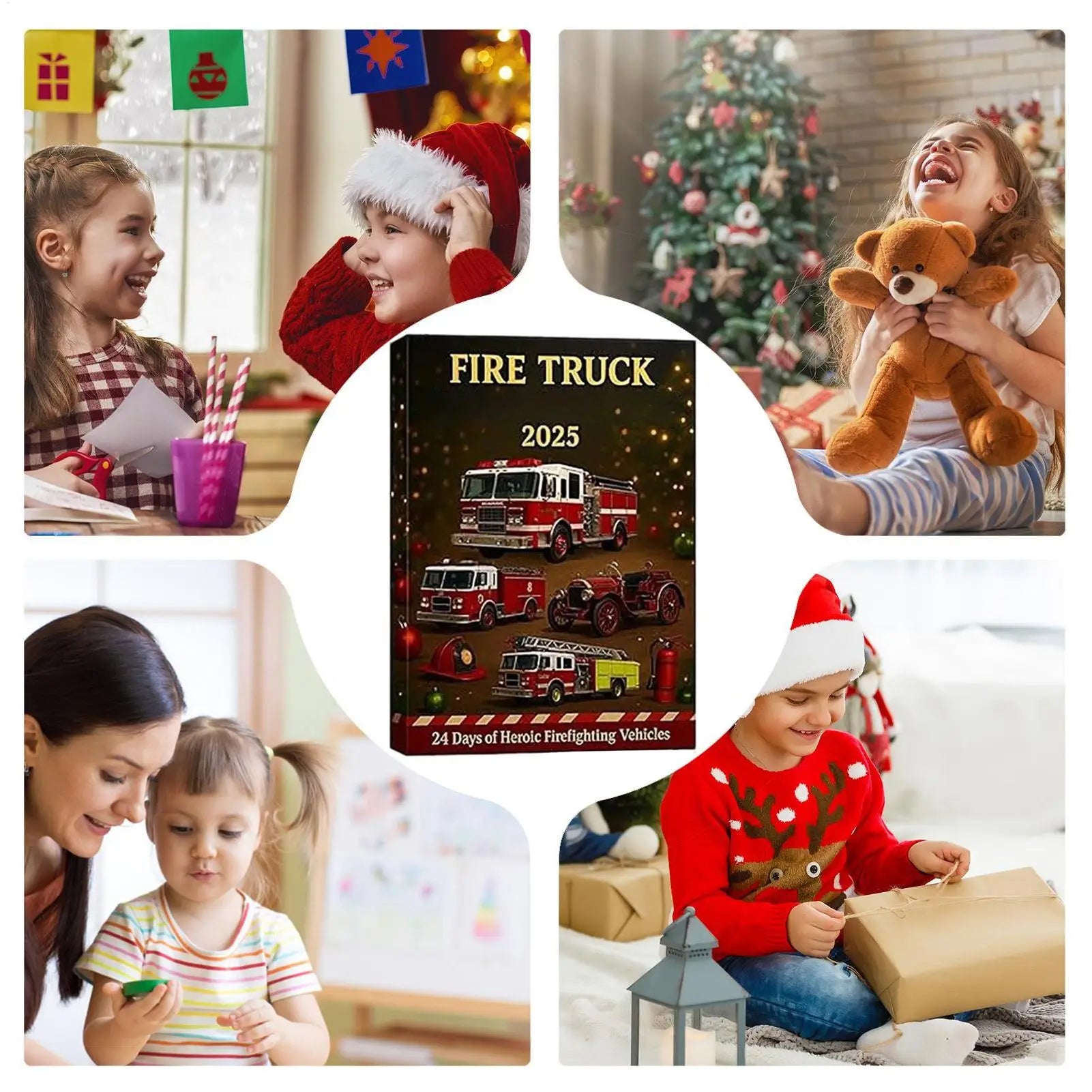 Fire Truck Advent 24 Days Firefighting Vehicle Ornaments Countdown Qme