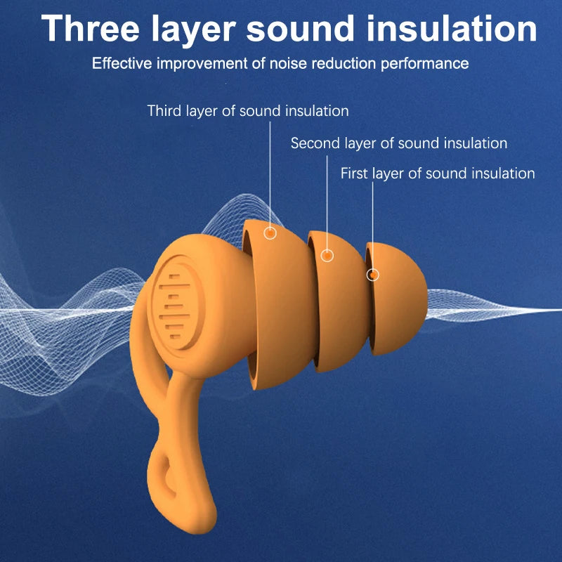 3 Layers Ear Plugs Sleep Noise Reduction Muting Silicone Earplugs Qme