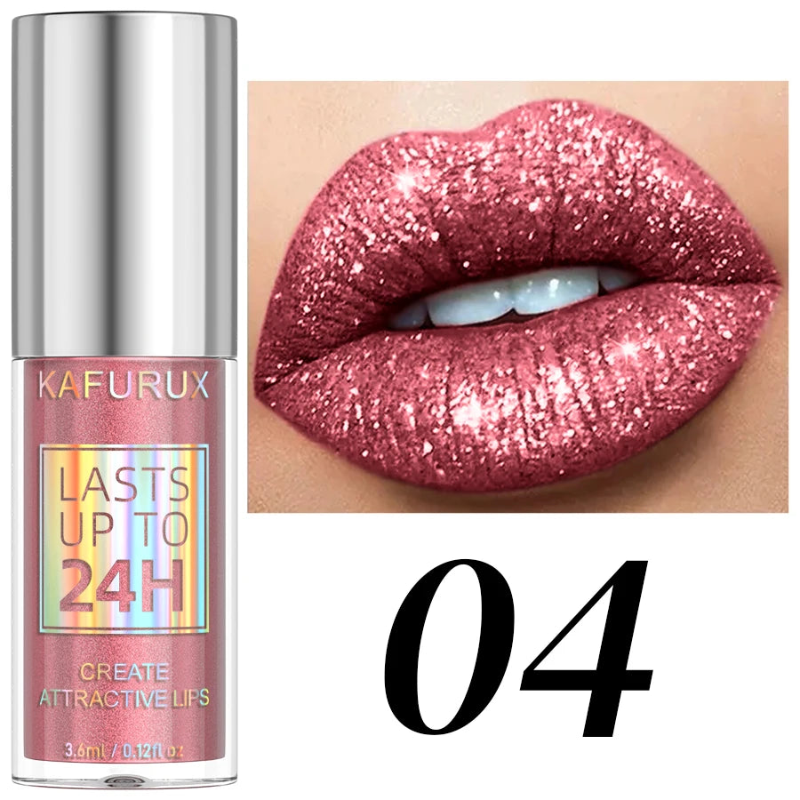 20 Matte Shiny Glitter Liquid Lipstick Lip Gloss Diamond Makeup Qme 04