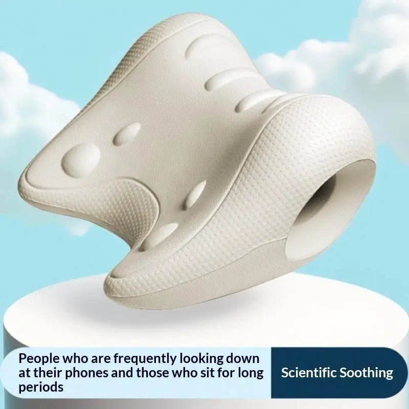 Cervical Support Massage Pillow C-shaped Contour Fatigue Relaxation Qme Beige