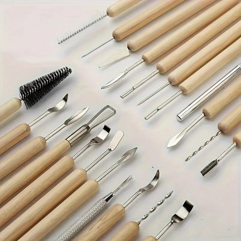 11pcs DIY Clay Tool Set - Cold Porcelain and Polymer Clay Molding Tools with Carving, Ceramic, and Pottery Molds Qme