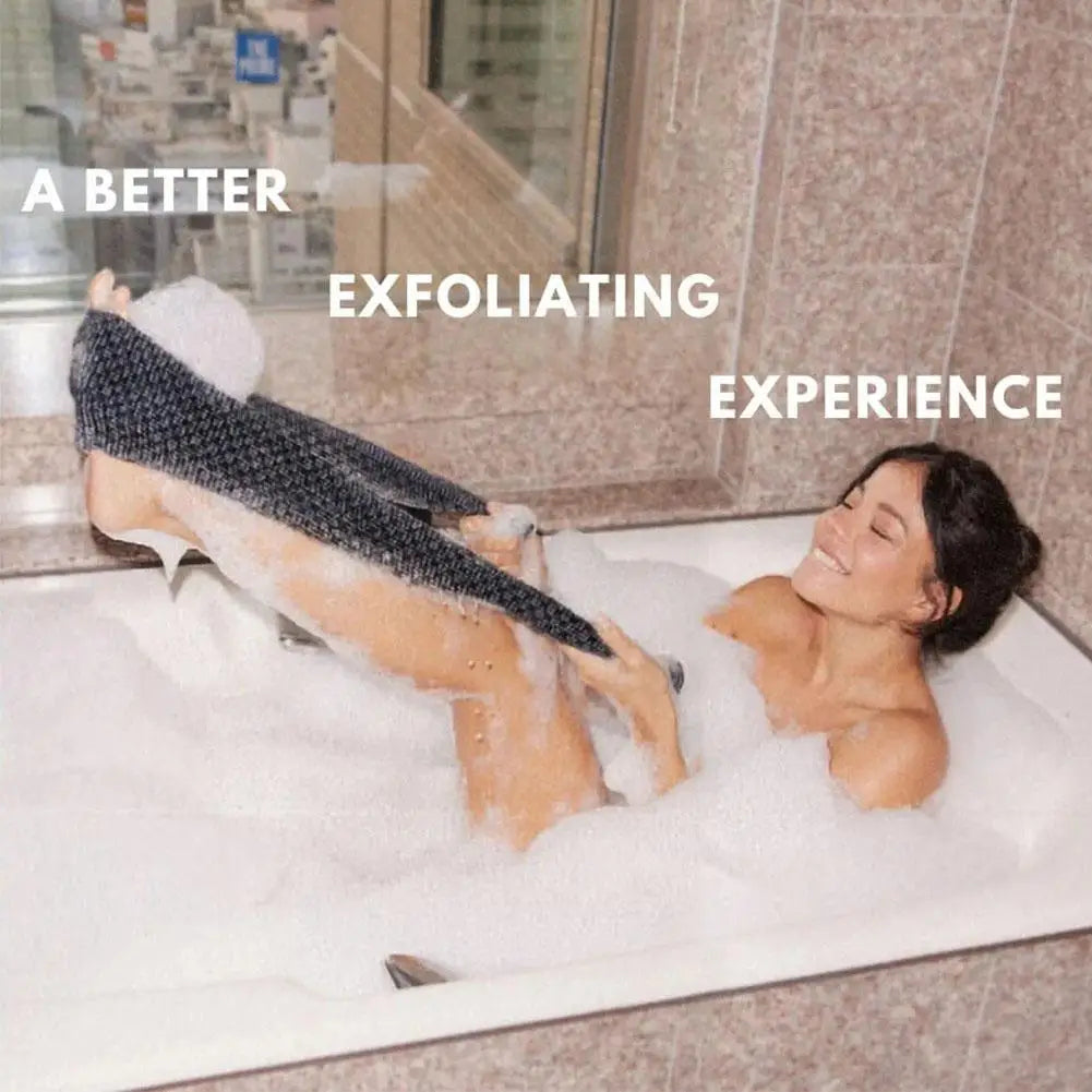 Back Scrubbing Towel Dual Sided Durable Exfoliating Body Towel Back Strap Unisex Detox Mud Back Scrub Extended Bathing Towel Qme