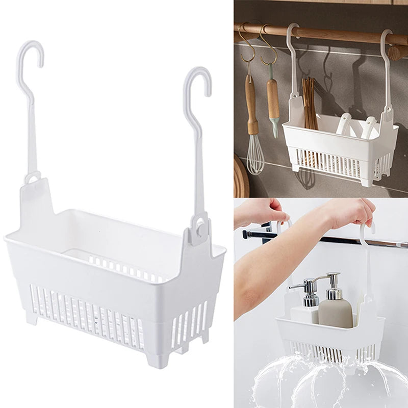 Storage Basket with Hanging Hook Household Shower Supplies Organizer for Home Kitchen Bathroom Toilet Multifunctional Container. Qme