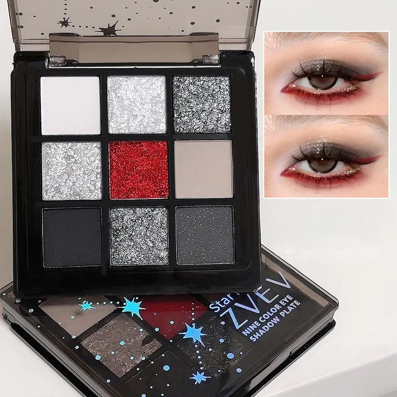 Punk Smoked Black Gray 9 Color Eyeshadow Makeup Palette Dark Color Pressed Glitter for Eyes Shadow Pigment Powder Cosmetics Qme style2
