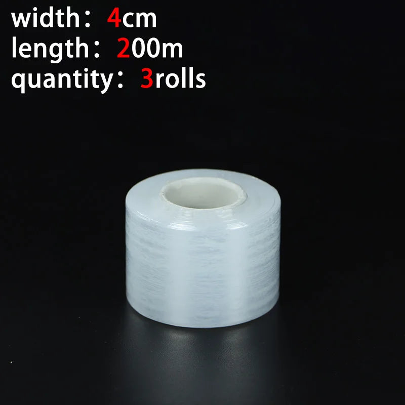 200M 40/60mm Self-adhesive PE Grafting Tape Film Stretchable Garden Tree Plants Seedlings Vine Tomato Grafting Accessories Qme 4cmX200m-3rolls