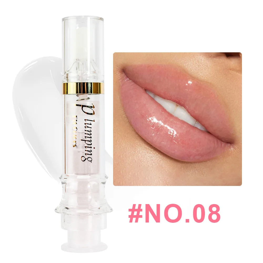 Shine Crystal Volume Lip Oil Plumping Pearl Gloss Pink Blue Hydrating Transparent Jelly Lip Gloss Serum Lip Care Makeup Cosmetic Qme 08