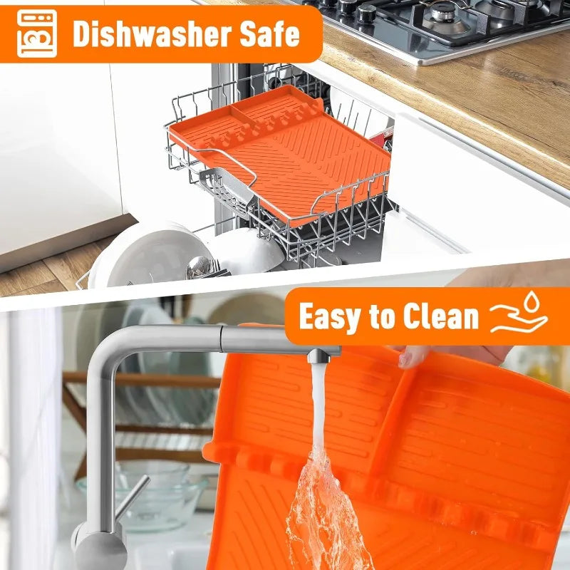 Heat Resistant Silicone Grill Tool Holder Mat Side Shelf Drip Pad Qme