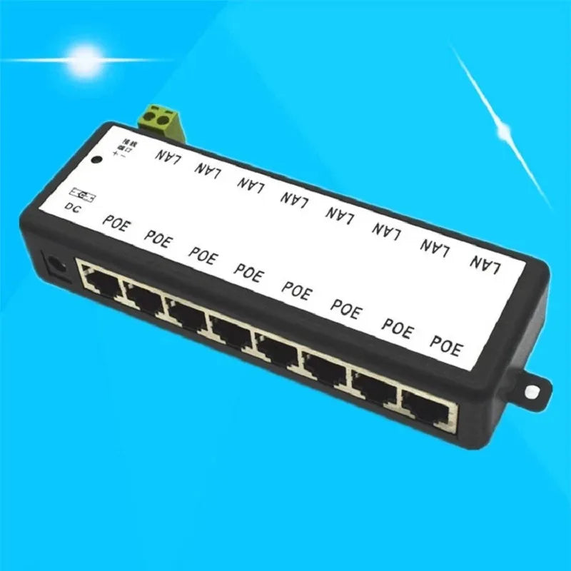 1PCS 4-port POE Injector 9-48V DC Power Supply for Bridge Surveillance Solar Battery POE Adapter Qme