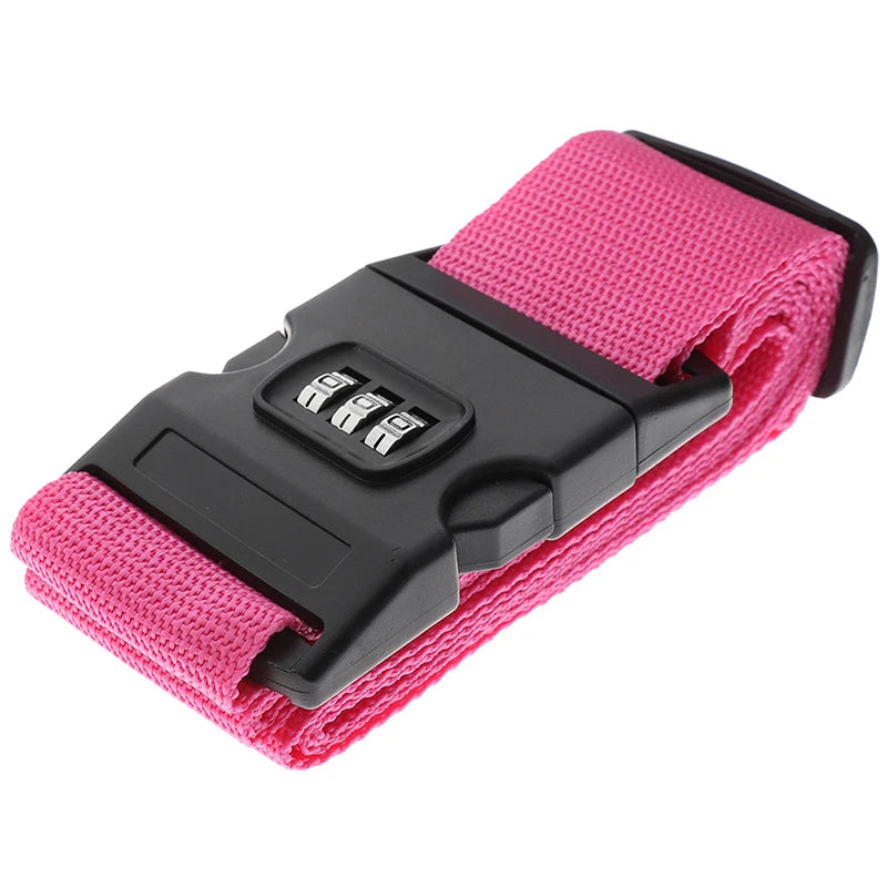 Nylon Luggage Strap Adjustable Travel Suitcase Buckle Baggage Belt Qme Rose red