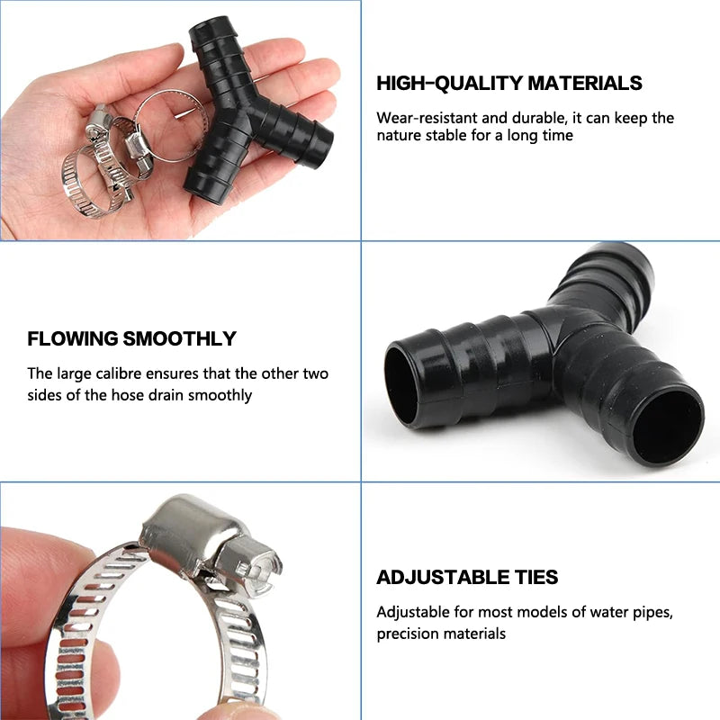 Three-way Adapter Washing Machine Drain Hose Y-type Reducer Plastic Qme