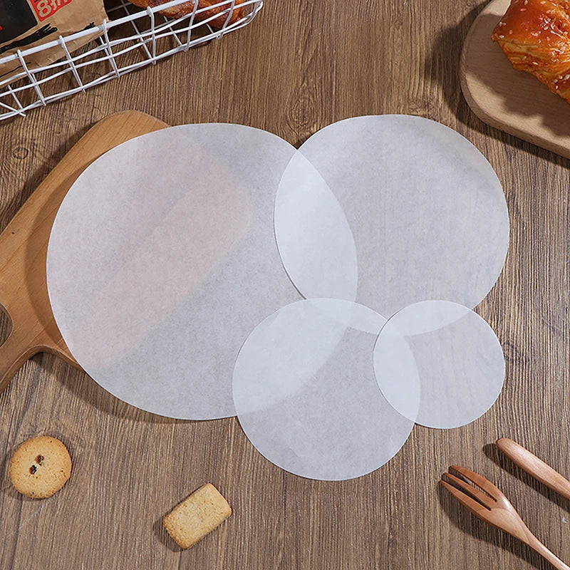 50Pcs Baking Oiled Paper Circle Parchment Paper Multifunction Liner BBQ Oven Patty Hamburger Paper Steamer Liners Baking Tool Qme