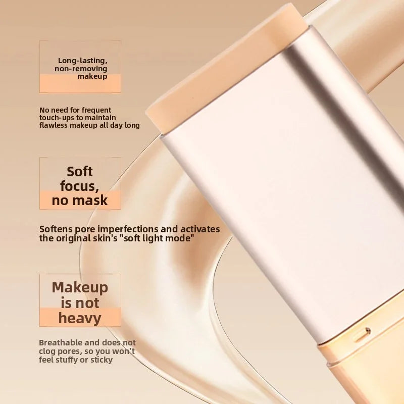 2-in-1 Foundation Concealer Stick One Swipe Buildable Coverage Qme