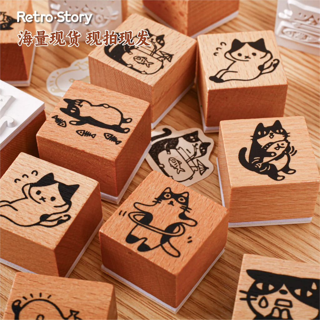 1pc Alphabet Stamps Vintage Wooden Rubber cute pet Stamp Set Stationery Seal Stamping For Card Making Planner Scrapbook Qme