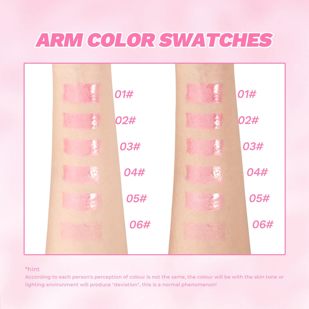 QIBEST Shimmer Lip Oil Gloss Sets Lip Plumper Moisturizing Makeup Color Change Lipgloss Glitter Tint Lip Balm Glossy Cosmetics Qme