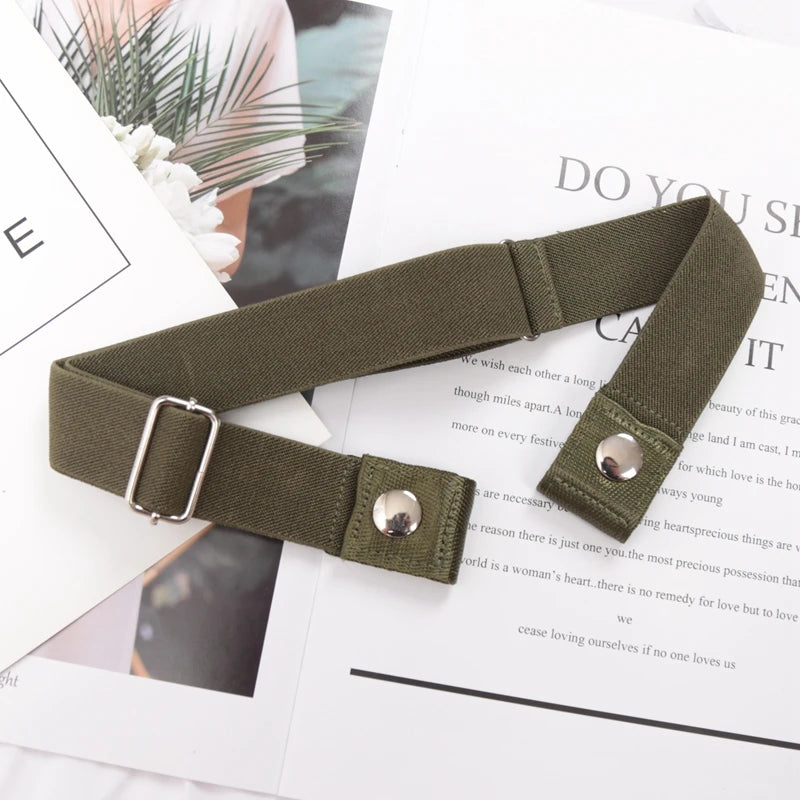 Elastic Belt Without Buckle Canvas Women Ladies Jeans Pants Waist