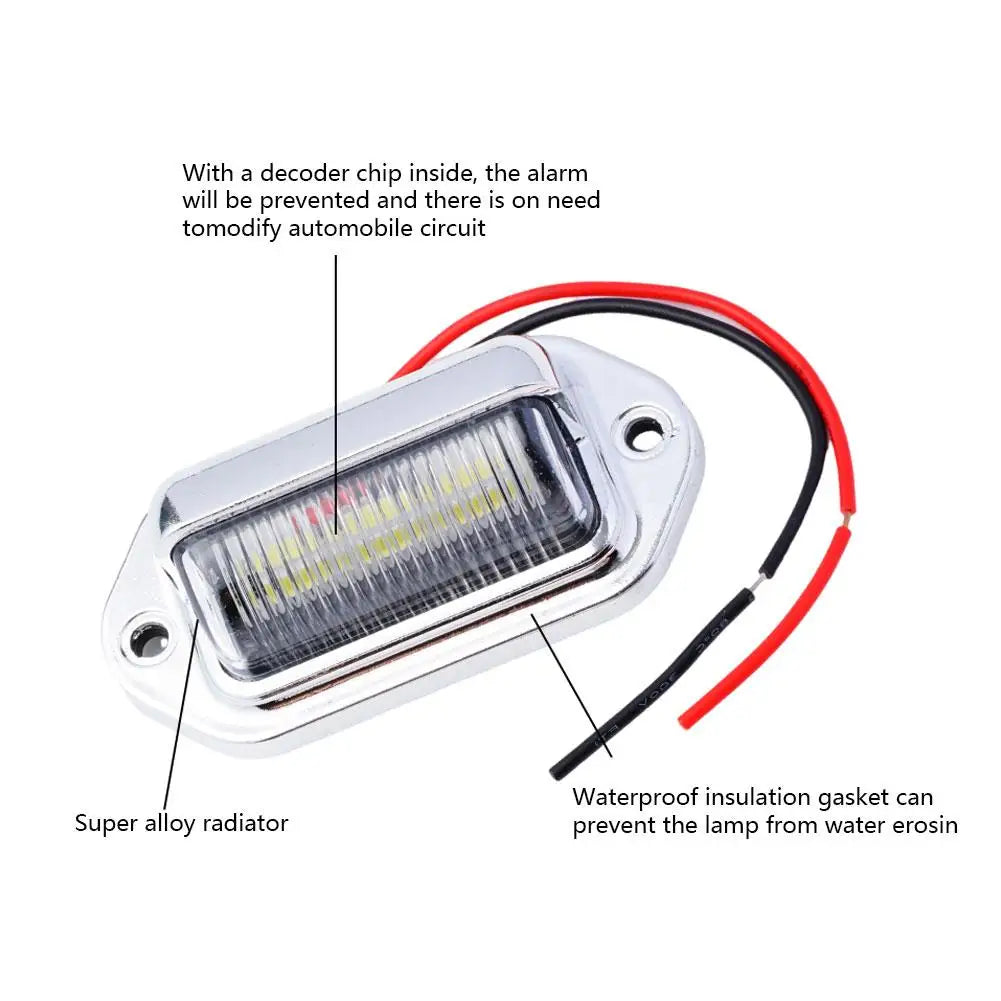 LED Car License Number Plate Light For SUV Truck Trailer Van Tag Step Lamp White Bulbs Car Products License Plate Lights Qme