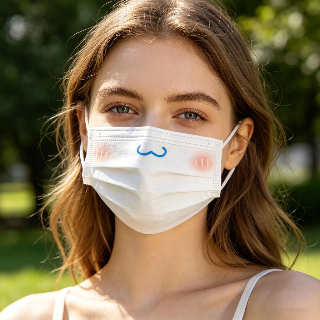 10Pcs Adult Cartoon Cute Disposable Mask Breathable 3 Layer Face Masks Anti Dust Disposable Protection Masks Qme