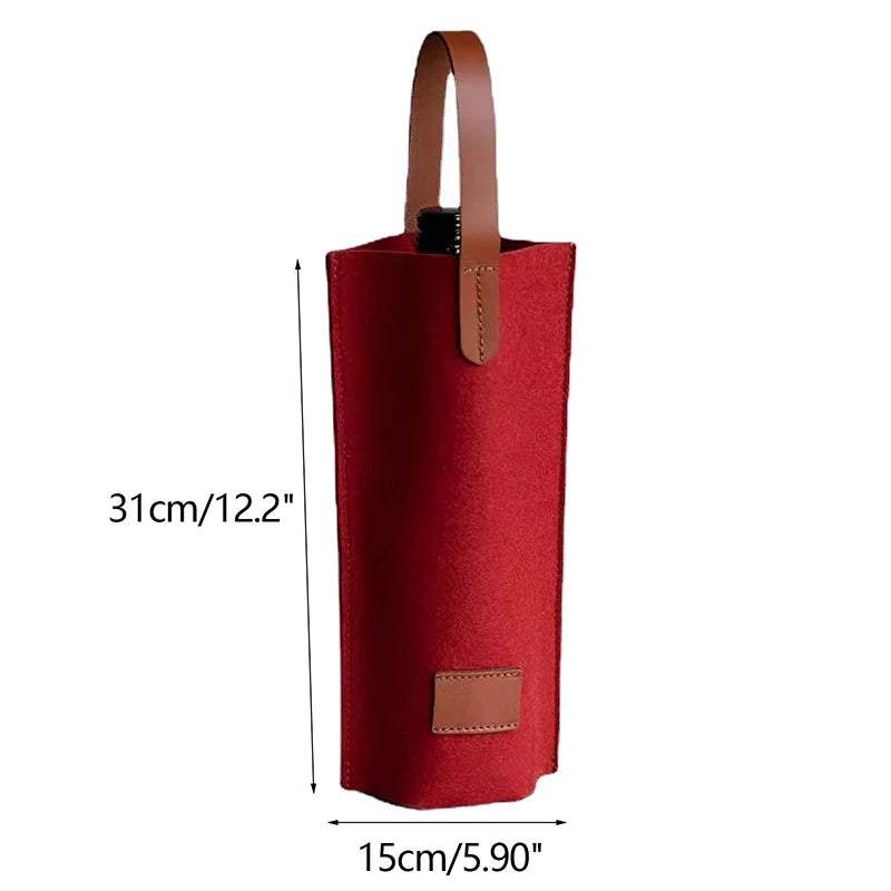 Wine Bag Felt Single Bottle Insulated Tote Carrier Padded Cooler Qme