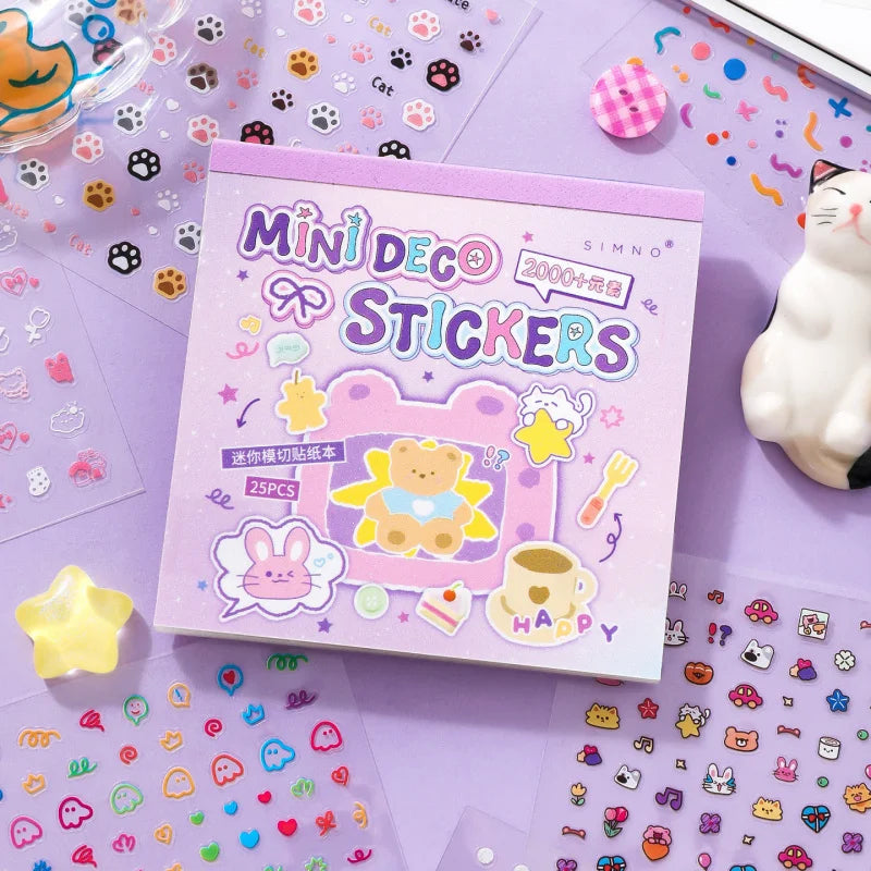 25 Sheets/Book Miniature Die-Cut Nail Sticker Set for DIY Manicure Decoration Scrapbook Mix Multifunctional Craft Supplies Qme