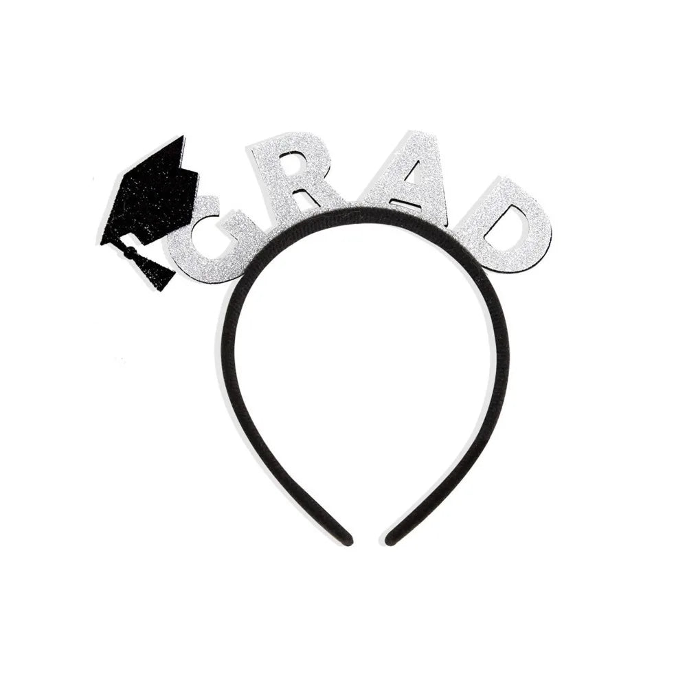 Celebrate Graduation Headband Non-slip Shiny Doctor Hat Hair Hoop with Tassels Glitter Graduation Cap Hairband Party Favors Qme Style 5