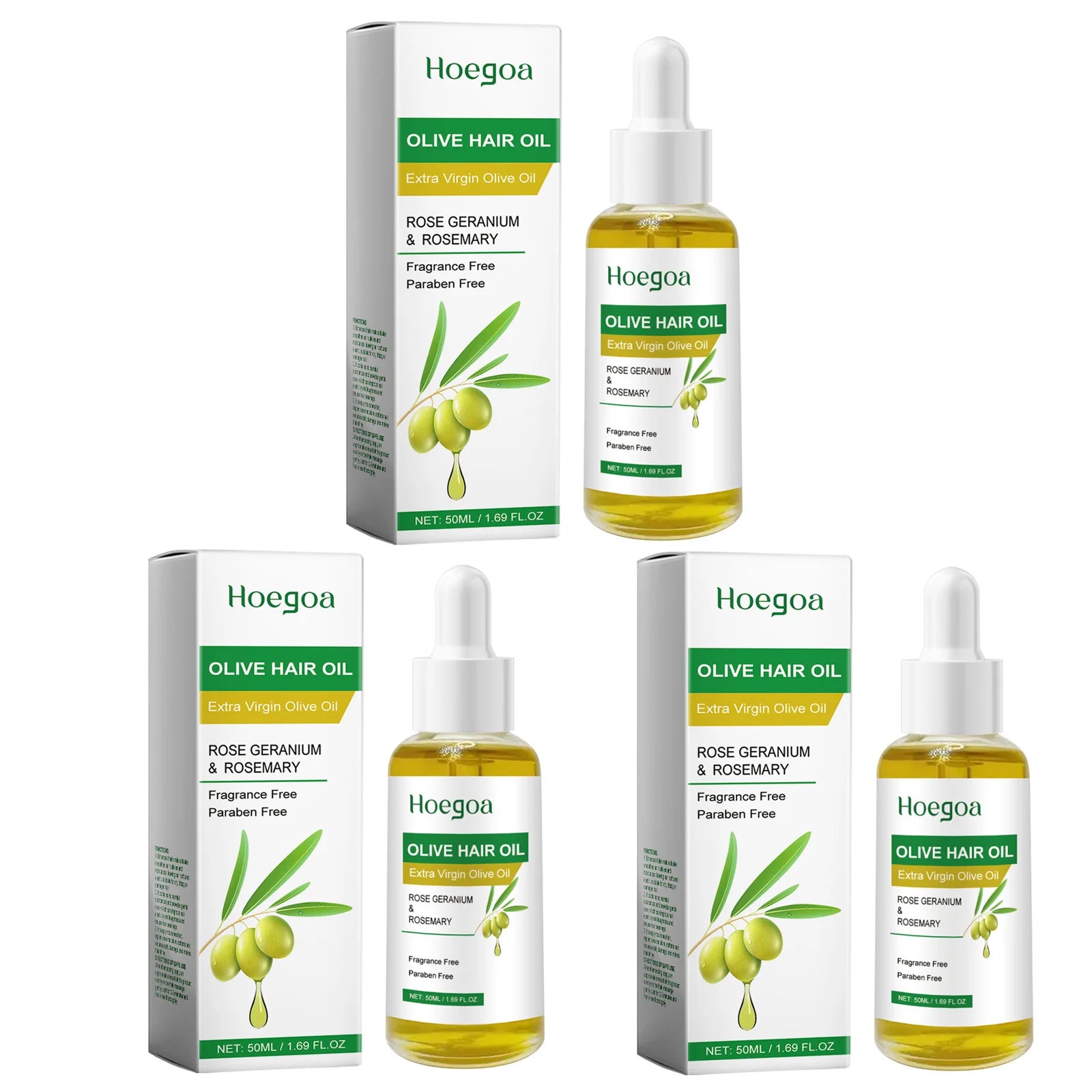 Olive Hair Oil Strengthen Roots Enhance Thickness Damaged Repair Qme 3 X 50ml Boxed