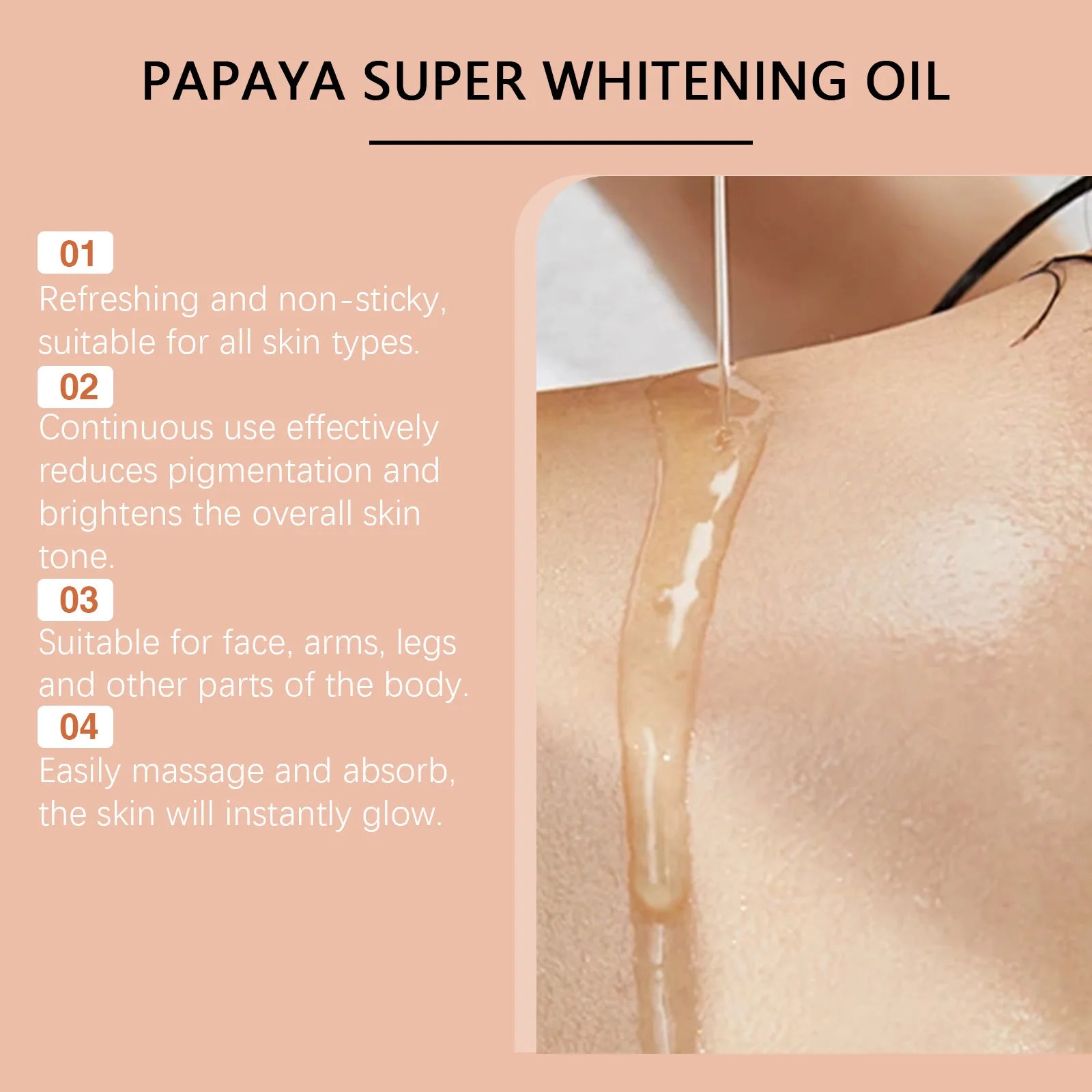 Papaya Whitening Body Oil Nourishing Brightening Skin Care Relaxing Muscle Smoothing Moisturizing Body Massage Skin Papaya Oil Qme