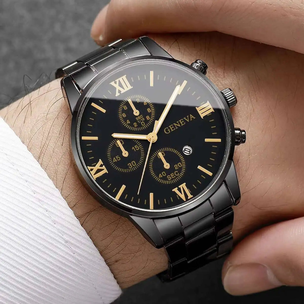 Fashion Roma Dial Men Business Watches Calendar Quartz Watch for Man Clock Reloj Hombre（Without Box） Qme