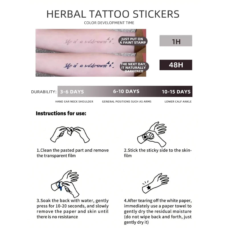 Bow tattoo sticker set: herbal juice sensual design for neck scar cover. Semi-permanent & realistic. Qme