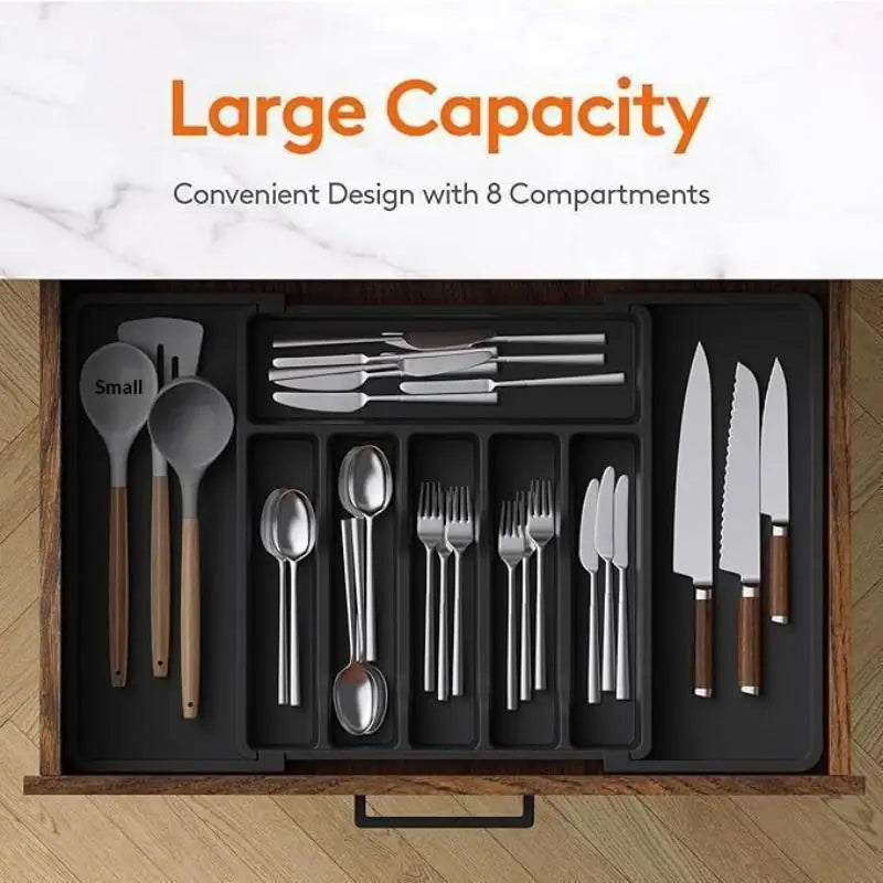 Adjustable Cutlery Tray Drawer Organizer Kitchen Expandable Utensil Qme