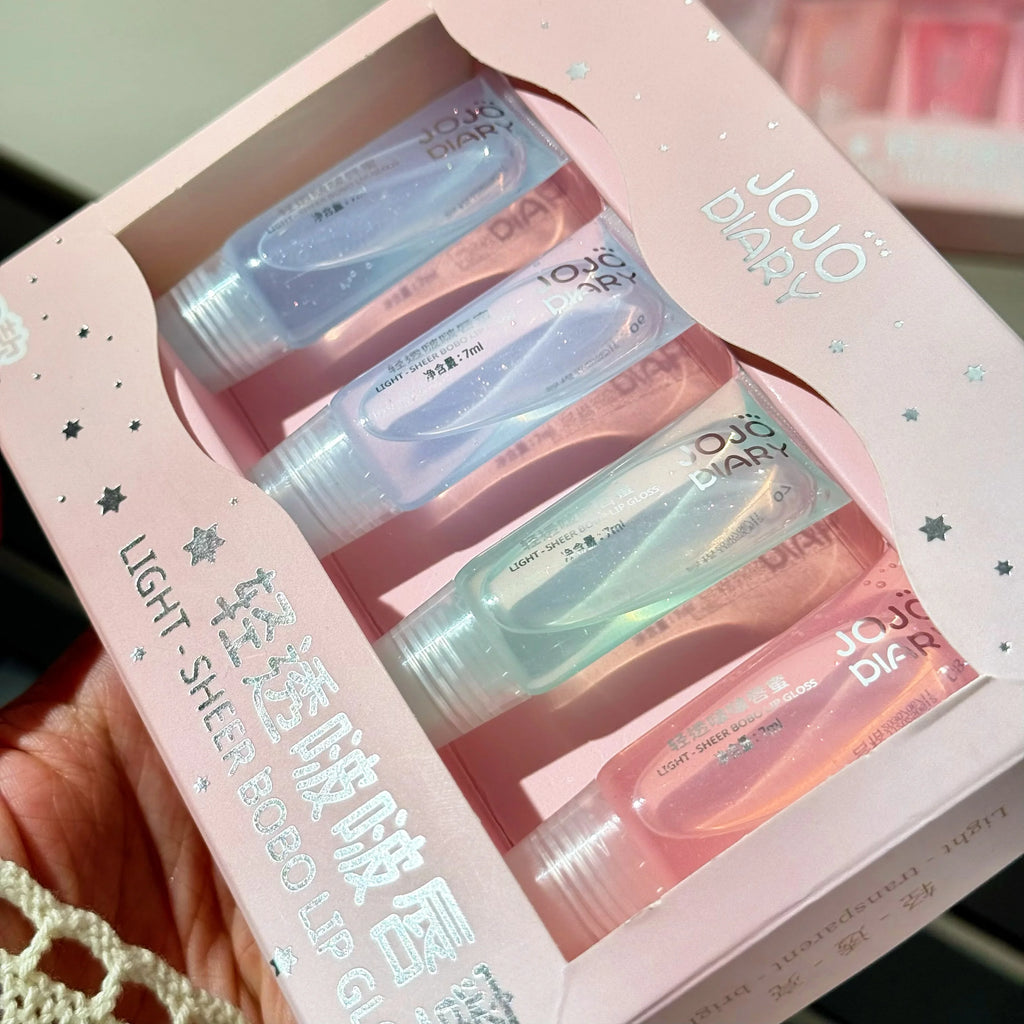 JOJO DAIRY Light-sheer Lip Gloss 4-pcs Watery Glossy Clear Gitter Qme