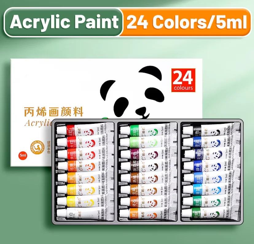 12-24 Colors Non Toxic Acrylic Paint Set 5ml Bottles, Vibrant Colors No Fading, Art Painting Kit for Beginners Adults Qme 24 colors - 5ml