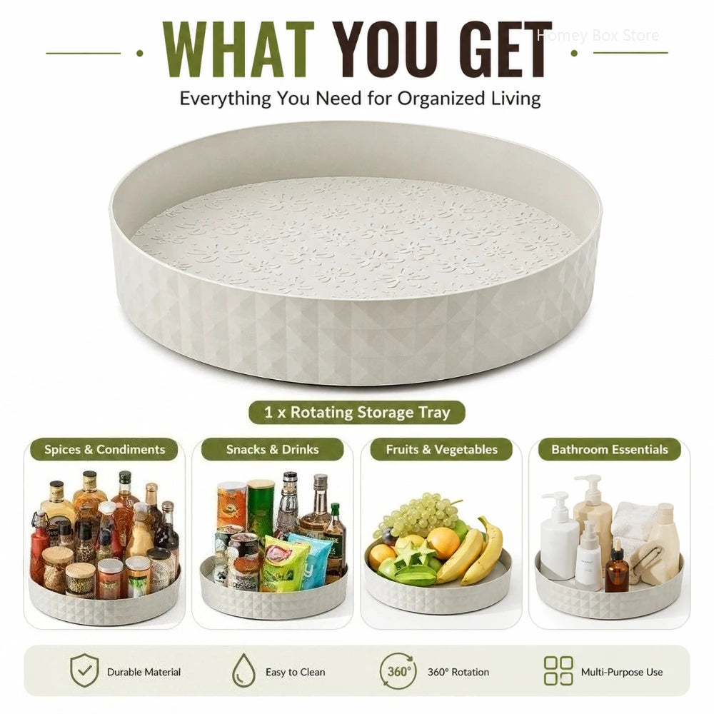 1/3Pcs 360 Degree Rotatable Storage Tray Round Non-slip Spice Rack Household Organizer for Kitchen Seasoning Cosmetics Qme